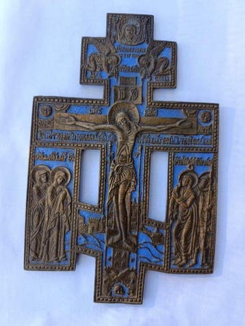 Antiek Kruis - Brons, Emaille - 1850-1900