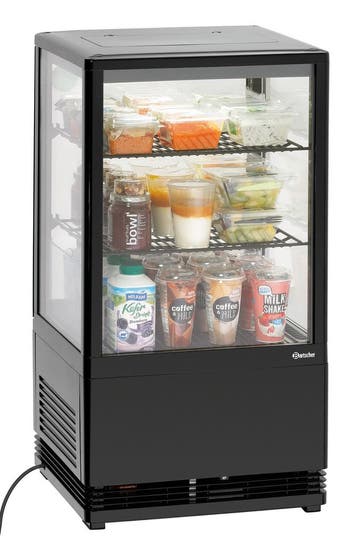 Bartscher Mini-koelvitrine 58L-SW | Zwart | 2 roosters | LED, Ophalen of Verzenden, Nieuw