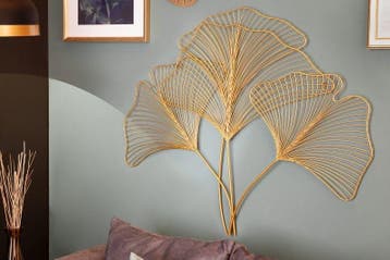 Elegante wanddecoratie GINKGO 90cm goud in filigrane, Ophalen of Verzenden, Nieuw