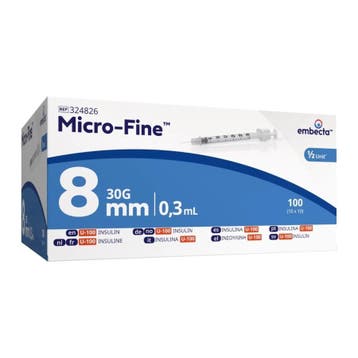BD Micro-Fine Insulinespuit 0,3 ml U100 met Naald 30G x 8 mm, Verzenden, Nieuw