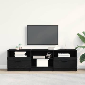 vidaXL TV-kast met lade Zwart Eiken 150 x 33,5 x 45 cm, Minder dan 50 cm, Verzenden, Nieuw, Minder dan 100 cm