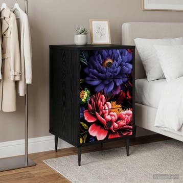 vidaXL Nachtkastje KIEL Zwart eiken 36 x 33 x 61 cm Bewerkt, Minder dan 45 cm, Verzenden, Nieuw, 55 tot 70 cm