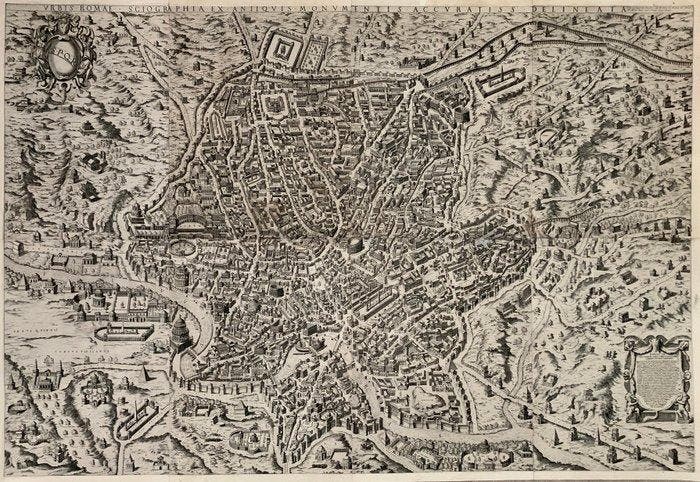 Italië - Rome; Dupérac Etienne 1525-1601 - Lorenzo Vaccari,, Boeken, Atlassen en Landkaarten