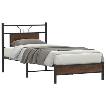 vidaXL Bedframe zonder matras bewerkt hout bruin eikenkleur, 90 cm, Eenpersoons, Bruin, Verzenden