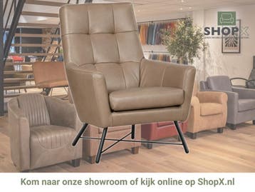 Leren fauteuil Proud - Granada Taupe (taupe/bruin), Nieuw, Ophalen of Verzenden, 75 tot 100 cm, Industrieel, Modern