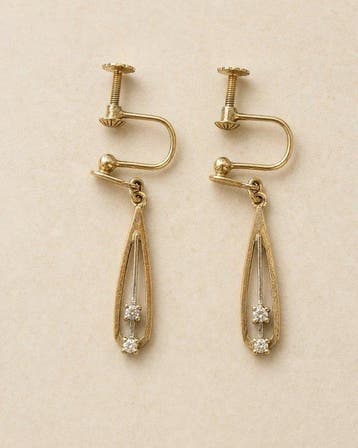 Diamant - 14 karaat - Geel goud, Witgoud - Oorbellen