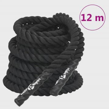 Black Battle Rope 12m - 9kg Polyester - Krachttraining & Uit, Verzenden, Nieuw