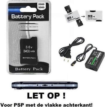 PSP 2000 / 3000 STARTSET 1x batterij + oplader + kaart, Nieuw