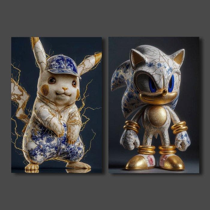 yamila - Díptico Celeridad: Kintsugi XI. Sonic y Pikachu, Spelcomputers en Games, Spelcomputers | Overige Accessoires