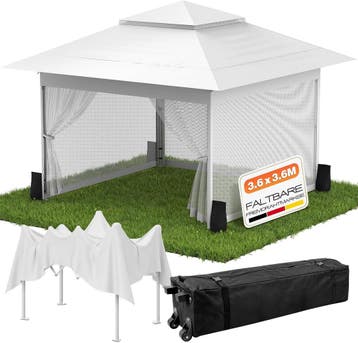Huracan Paviljoen, 3,6 x 3,6 m, waterdicht, stabiel, winterb, Verzenden, Zo goed als nieuw