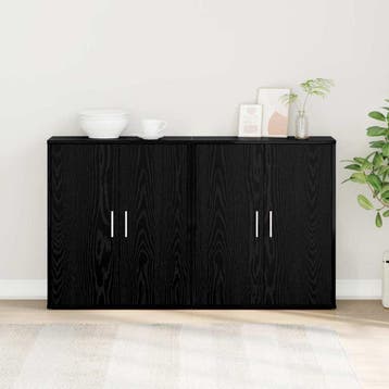 vidaXL Dressoir 2 st Zwart Eiken 60 x 31 x 70 cm Bewerkt, Verzenden, Nieuw, Overige houtsoorten, Minder dan 50 cm