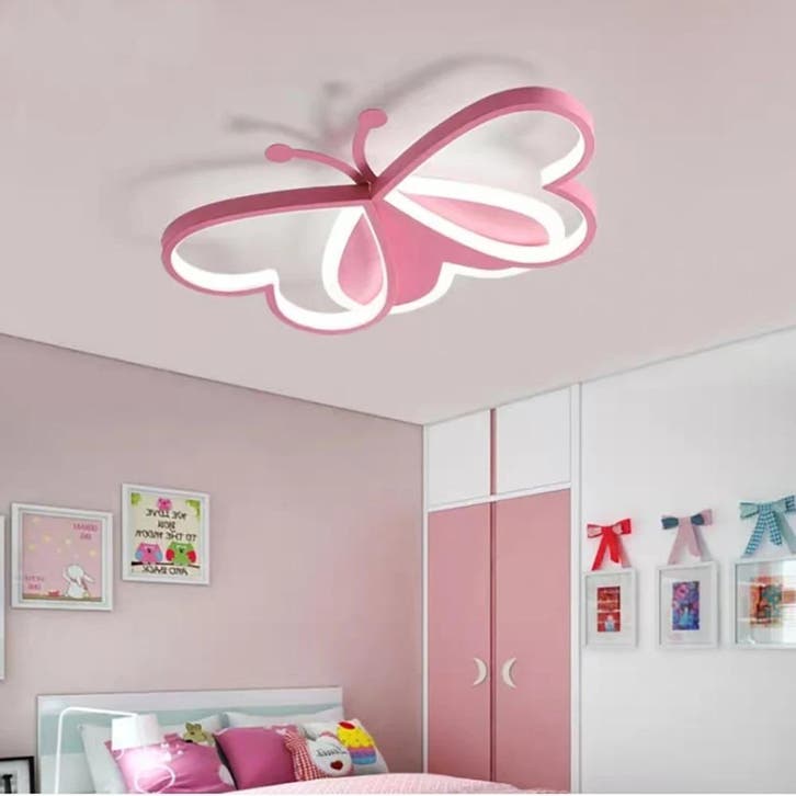 Vlinder LED plafondlamp roze 90W kinderkamer, Huis en Inrichting, Lampen | Plafondlampen, Nieuw, Verzenden