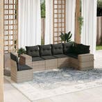vidaXL 6-delige Loungeset met kussens poly rattan lichtgrijs, Verzenden, Nieuw, Loungeset