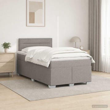 vidaXL Boxspring Bed met Matras en LED Taupe 120 x 200 cm, Verzenden, Nieuw, Twijfelaar
