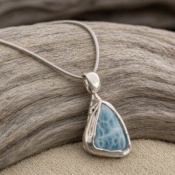 Natuurlijke Larimar. Uniek handgemaakt stuk. Hanger van