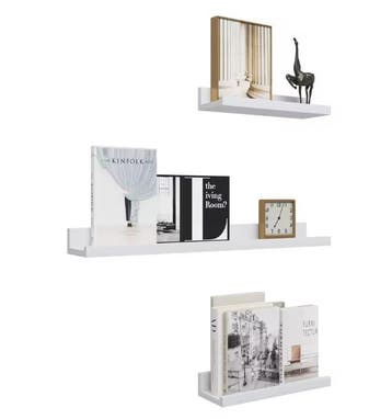 Set van 3 Zwevende Wandplanken – MDF Wit Wandrek Opslag, Verzenden, Nieuw