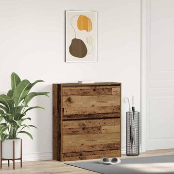 vidaXL Schoenenkast 80 x 21 x 87,5 cm Bewerkt hout Oudhout, Verzenden, Nieuw