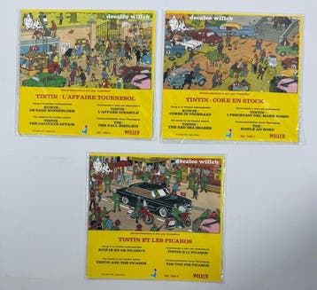 Tintin - 3x Scène à décalcomanies - Les Aventures de Tintin, Nieuw