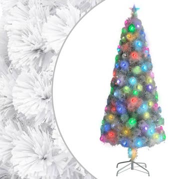 vidaXL Kunstkerstboom met verlichting 240 cm glasvezel wit, Diversen, Kerst, Verzenden, Nieuw