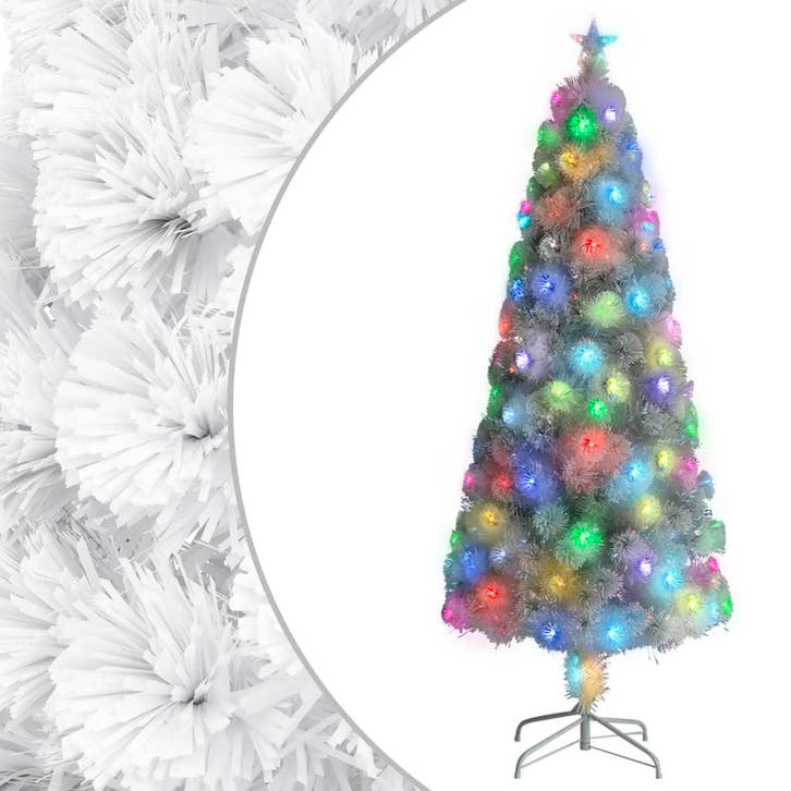 vidaXL Kunstkerstboom met verlichting 240 cm glasvezel wit, Diversen, Kerst, Nieuw, Verzenden