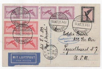 Duitsland 1928 - Postkaart Zeppelin LZ 127, meerdere, Gestempeld