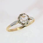 Ring - 18 karaat Geel goud, Witgoud - Diamant - Vintage Art, Sieraden, Tassen en Uiterlijk, Ringen, Nieuw