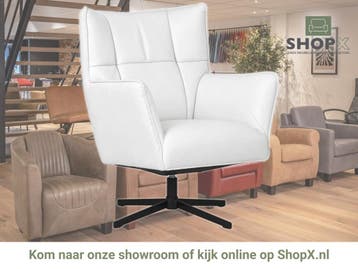 Leren draaifauteuil Lovely - Toledo Purewhite (wit), Nieuw, Ophalen of Verzenden, 75 tot 100 cm, Eigentijds, Modern, Retro, Vintage