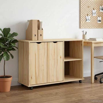 vidaXL Rolling Kast Bruin 100 x 39 x 65,5 cm Massief, Verzenden, Nieuw