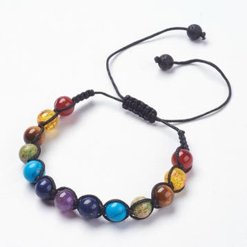 1 x Verstelbare armband met gemixte chakra edelsteen kral..., Ophalen of Verzenden, Nieuw, Overige typen