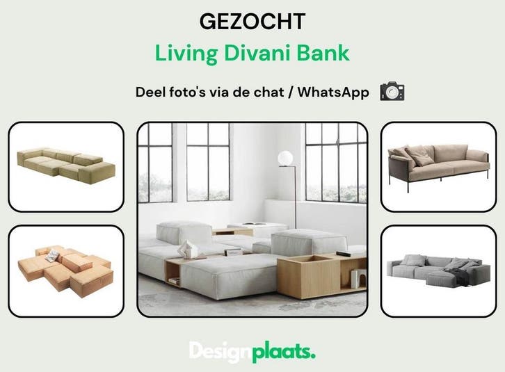 GEZOCHT: Living Divani Bank — Directe Inkoop in Elke Staat, Huis en Inrichting, Banken | Sofa's en Chaises Longues, Nieuw, Ophalen of Verzenden