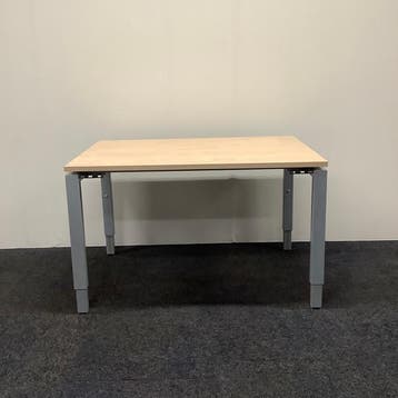 verstelbaar bureau 120x80 cm, Grijs metalen poten - Ahorn, Gebruikt, In hoogte verstelbaar, Ophalen of Verzenden, Grijs