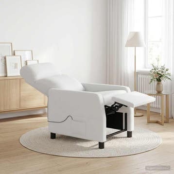 vidaXL Massage Recliner Wit Kunstleer, Verzenden, Nieuw