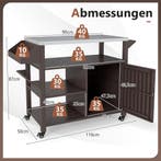 LIVSK Buiten-Grillwagen - Roestvrijstalen Werkblad - 3 Plank, Tuin en Terras, Vuurtafels, Verzenden, Nieuw