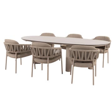 Denia Calma dining tuinset 240x105xH75 cm 7 delig keramiek, Ophalen of Verzenden, Nieuw