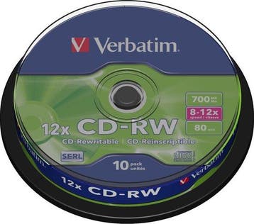 Verbatim 43480 CD-RW disc 700 MB 10 stuk(s) Spindel Herschri, Verzenden, Nieuw