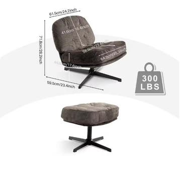 Draaibare Bouclé Accentstoel met Poef – Comfort &amp; Design, Verzenden, Nieuw