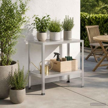 vidaXL Planttafel 60 x 50 x 80 cm Roestvrij staal zilver, Verzenden, Nieuw