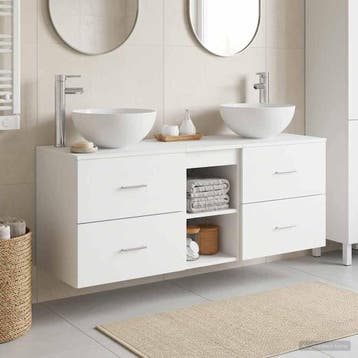 vidaXL Badkamerkastenset 3 st Wit 49,5 x 35 x 63 cm Bewerkt, Verzenden, Nieuw