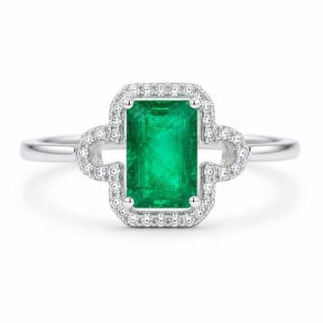 Zonder minimumprijs - Ring Platina - 1.29ct. tw. Smaragd -, Nieuw