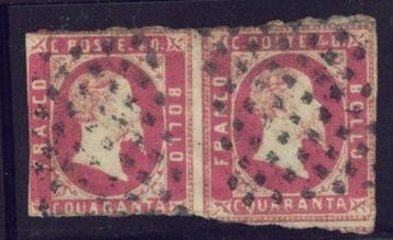 Italiaanse oude staten - Sardinië 1851 - I-emissie, paar 40, Gestempeld
