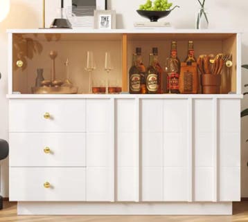 Witte Keukenkast met Glazen Deuren – Dressoir 120x95 cm, Verzenden, Nieuw