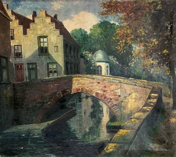 Belgische school (XX) - Bruges Meer bridge, Antiek en Kunst, Kunst | Schilderijen | Klassiek