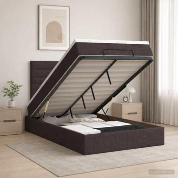 vidaXL Ottoman bed met matras Donkerbruin 120 x 200 cm Stof, Verzenden, Nieuw, Twijfelaar, Bruin