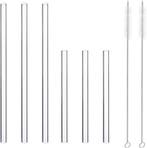 Relaxdays glazen rietjes 6 stuks - met schoonmaakborstels -, Huis en Inrichting, Keuken | Keukenbenodigdheden, Ophalen of Verzenden