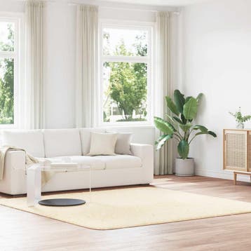 vidaXL Hoogpolig vloerkleed NAVARRA 240x240 cm polyester, Verzenden, Nieuw, Crème