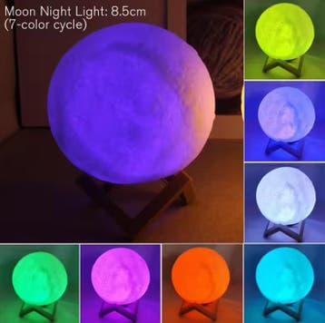 Maanlamp 8 cm – LED Nachtlamp met Standaard voor Slaapkamer, Verzenden, Nieuw