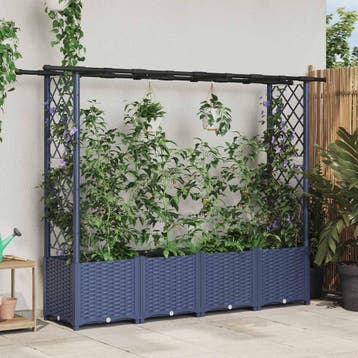 vidaXL Verhoogd Bed met Trellis en Dak Grijs 203 x 40 x 136, Verzenden, Nieuw, Minder dan 60 cm, 60 cm of meer