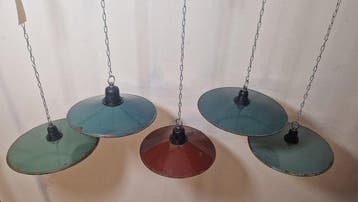 Plafondlamp (5) - Emaille, Staal - Geëmailleerde lampen 5
