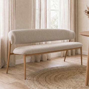 *WOONWINKEL* Eetbank Met Ronde Rugleuning Eiken 160 Cm, Verzenden, Nieuw, Stof