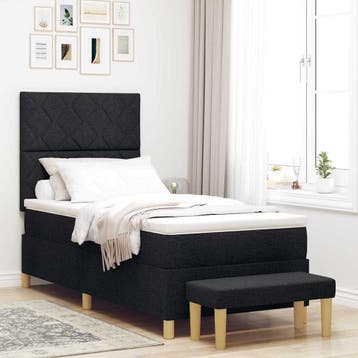 vidaXL Boxspring bed met kussen met hoofdeinde Zwart 200 x, Verzenden, Nieuw, Eenpersoons, Zwart